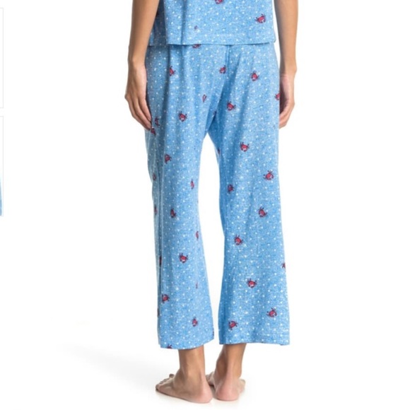 Jane and Bleecker Pajama Set Light Blue Red Crabs PJ Tank Cropped Capri Coastal - Picture 2 of 4